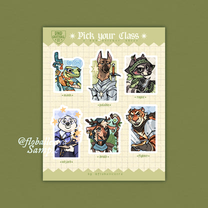 Pick your DND Class ✦ Sticker Sheet