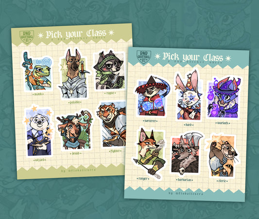 Pick your DND Class ✦ Sticker Sheet